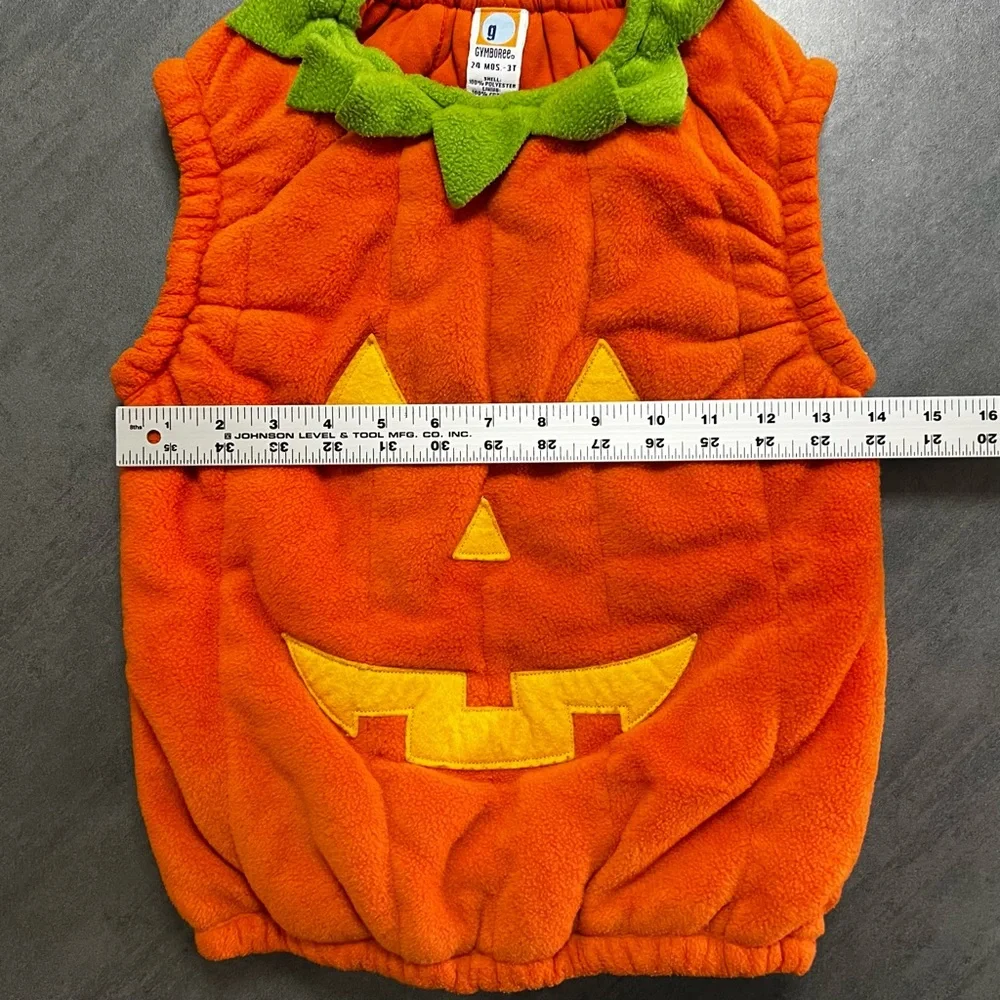 Vintage 2001 Gymboree 24 Months - 3T Pumpkin Kids Halloween Fleece Costume & Cap